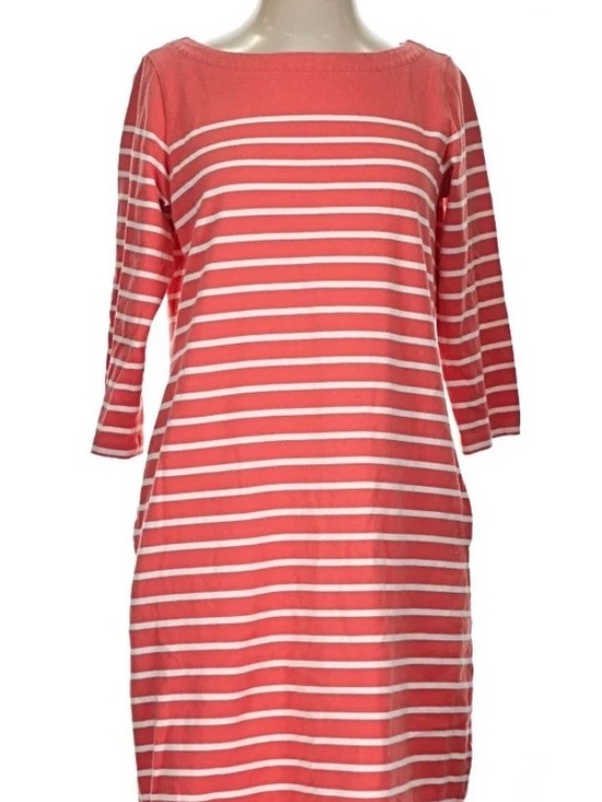 L.L. Bean Dresses & Skirts - NWOT L.L. Bean Coral and White Striped Boatneck Knit Dress